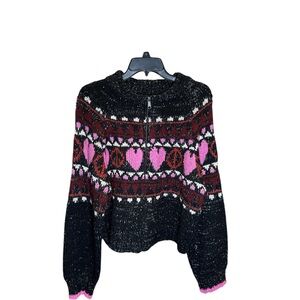 Anthropologie Pilco Peace Love Icon Zip-up Sweater